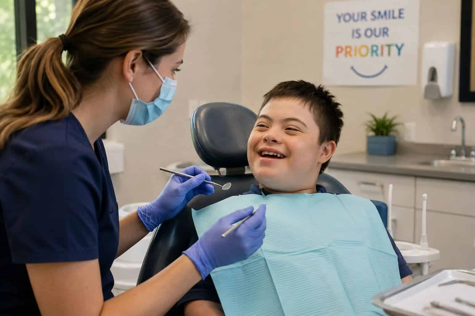 pediatric dentist caring for child with special needs